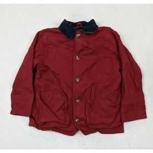 Lands End Womens Button Jacket With Removable Liner Size s Cotton Shell Red